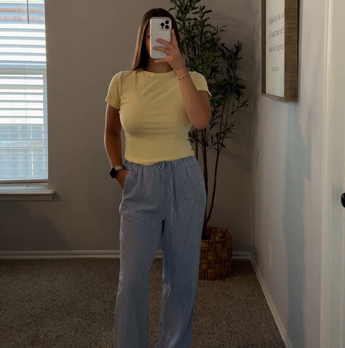Striped Wide Leg Lounge Pants - Blue