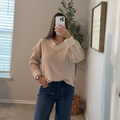 Sutton Textured V-Neck Sweater - Cream