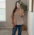 Waffle Knit Oversized Tee - LT Taupe