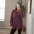Oversized Waffle Shacket - DK Cherry
