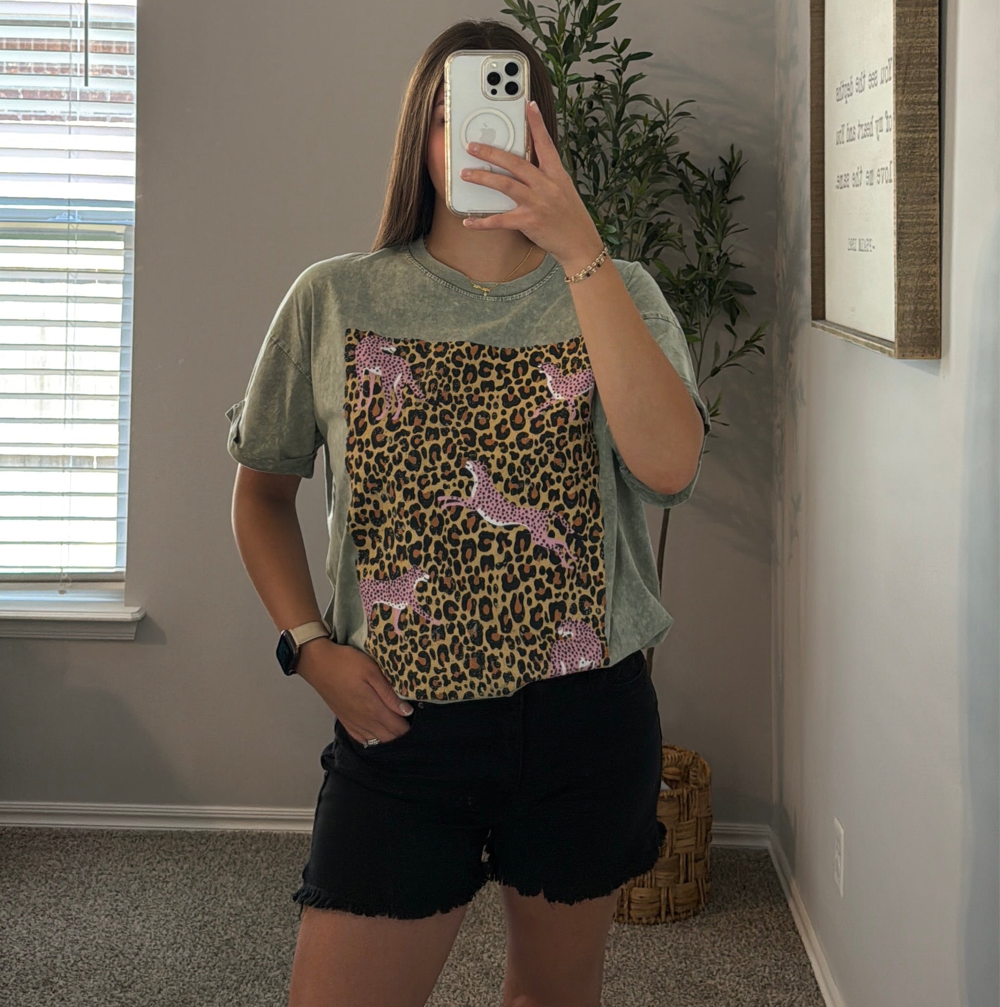 Cheetah Graphic Tee- Green