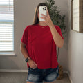 Droopy Pocket Tee - Ruby Red