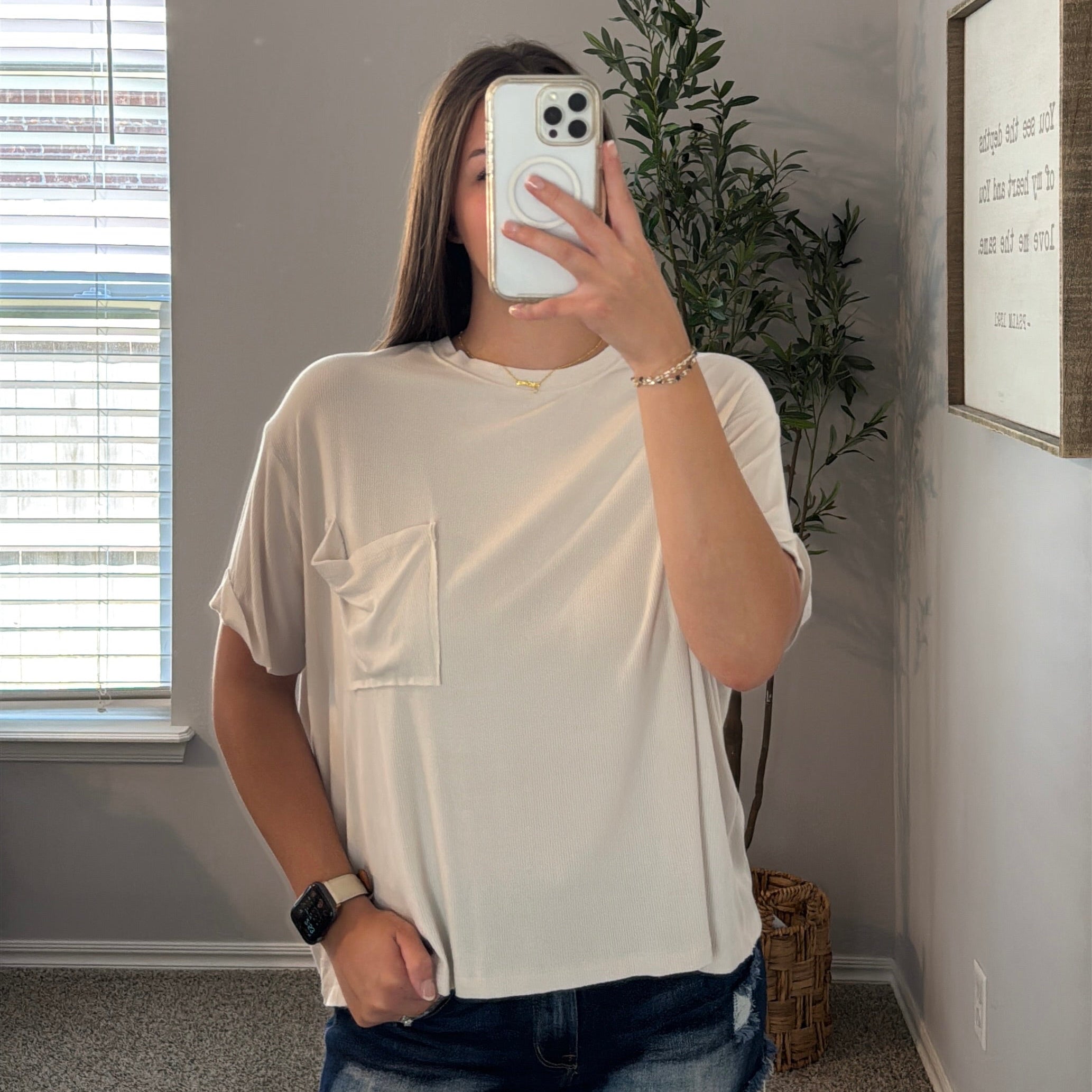 Droopy Pocket Tee - Sand Beige