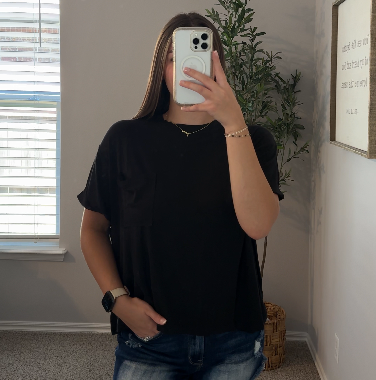 Droopy Pocket Tee - Black