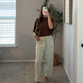 Riley Soft Brushed Gingham Pant - Sage Green