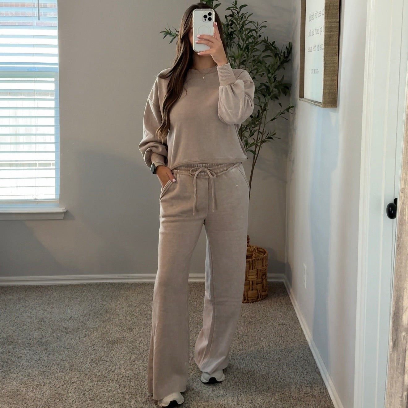Wren Washed Fleece Lounge Pants - Ash Mocha