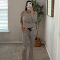 Modal Striped Lounge Set - Ivory/Brown