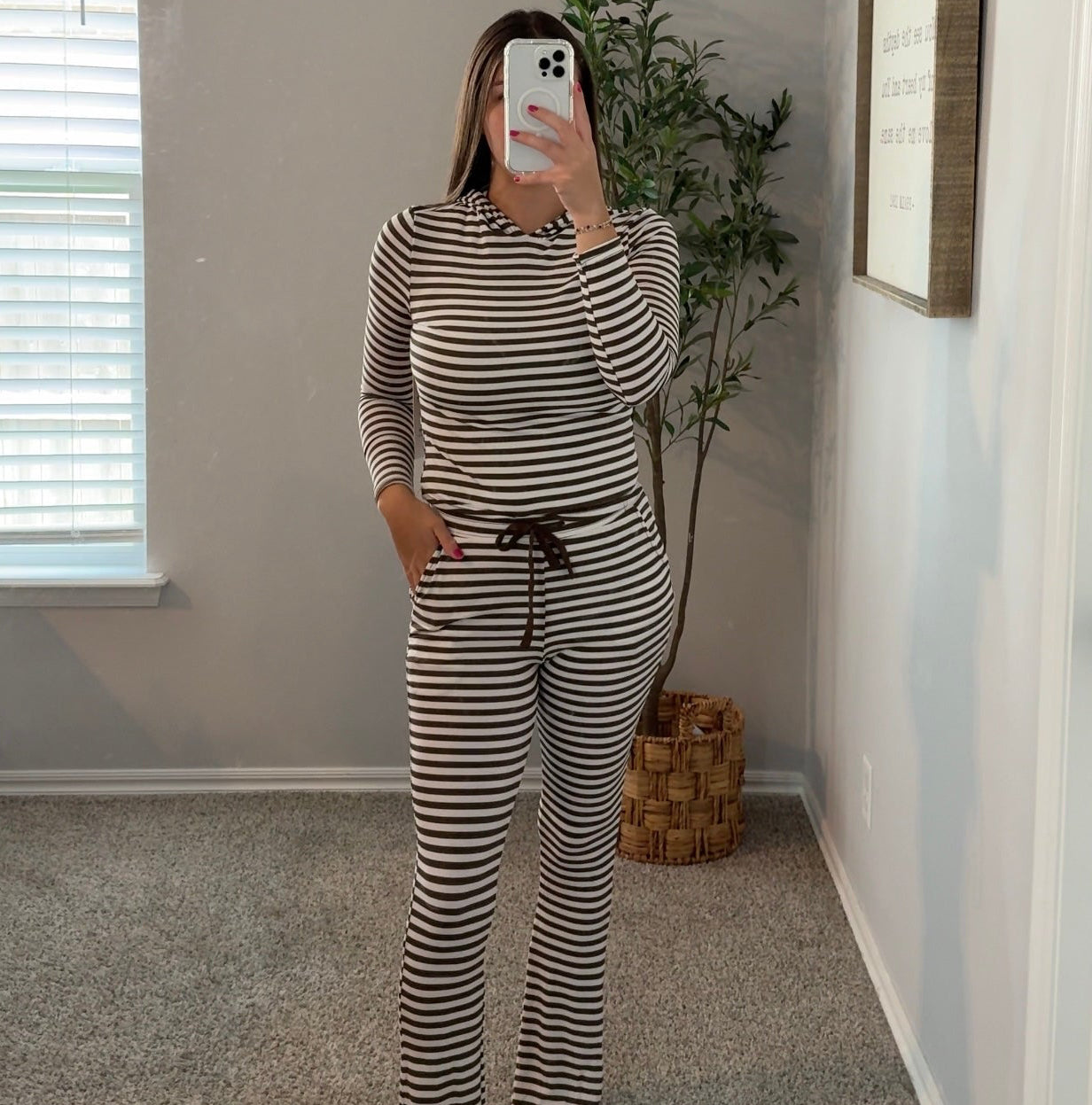 Modal Striped Lounge Set - Ivory/Brown