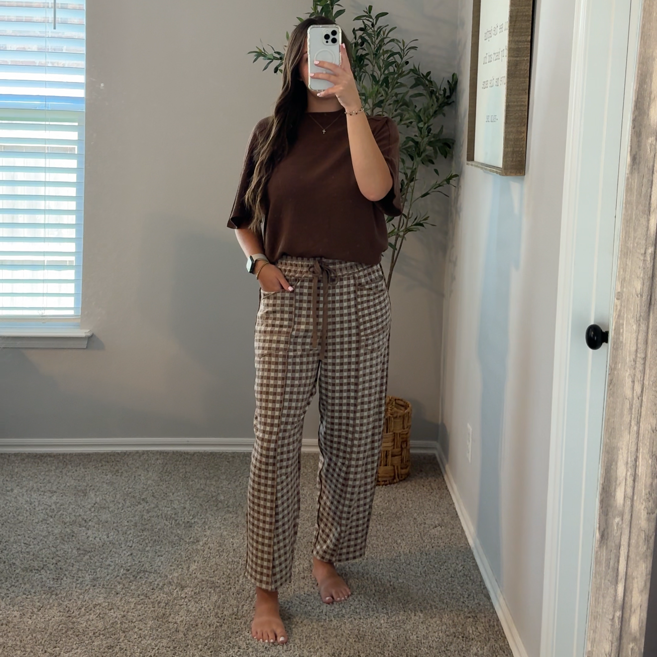Riley Soft Brushed Gingham Pants - IN STOCK