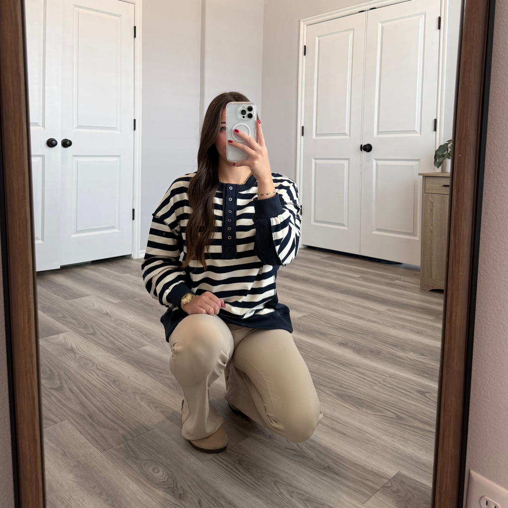 The Navy Striped Henley