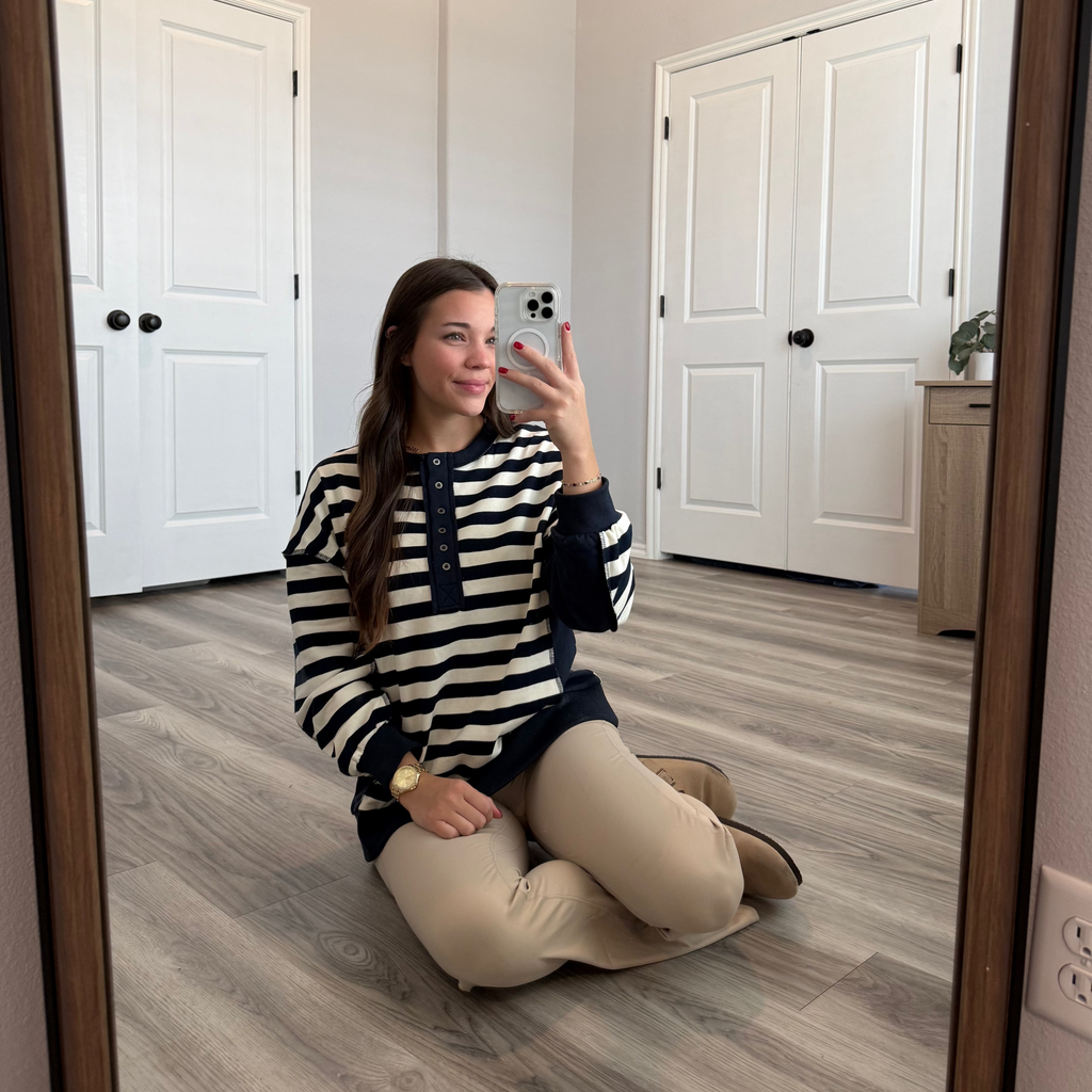 The Navy Striped Henley