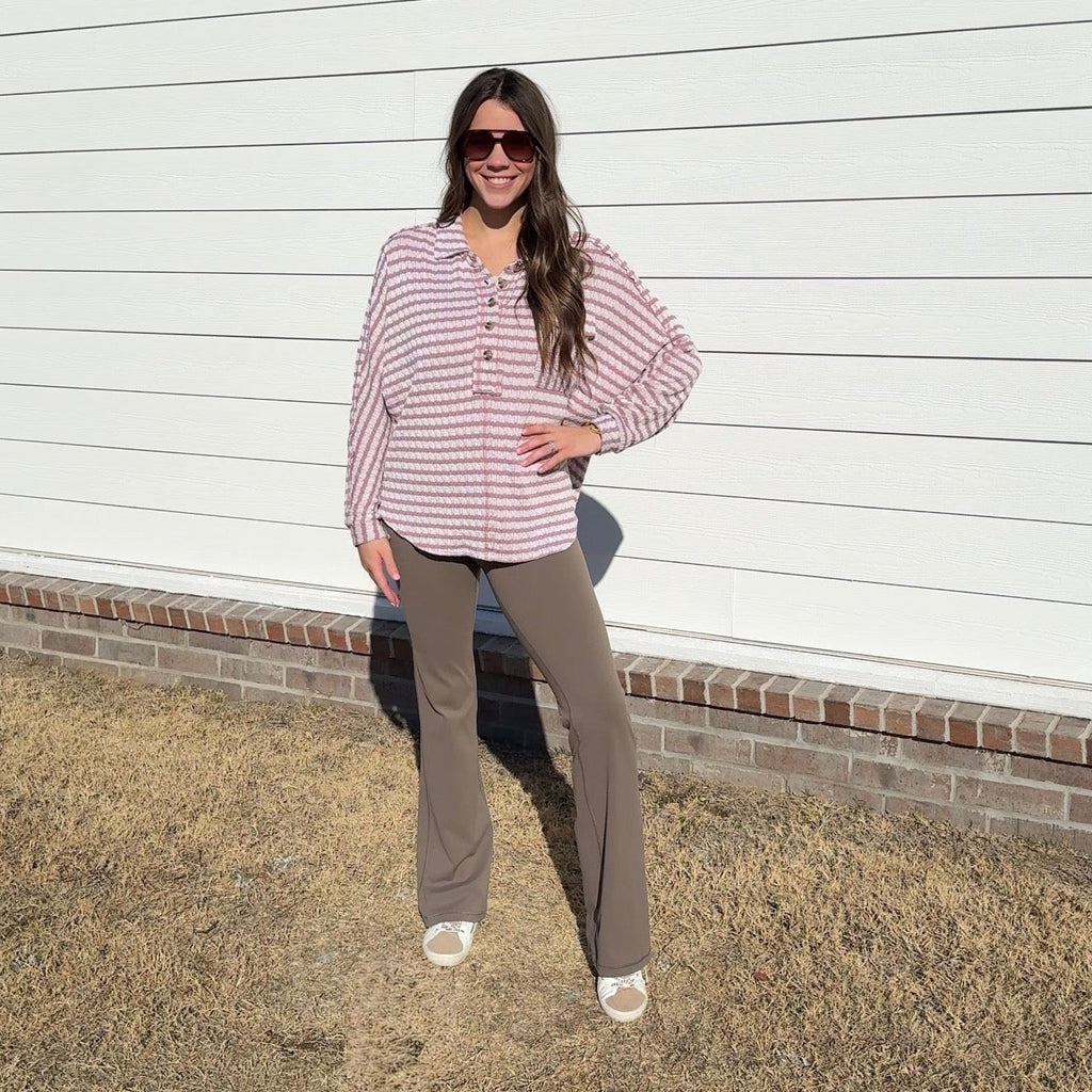 Ella Striped Top - Mauve