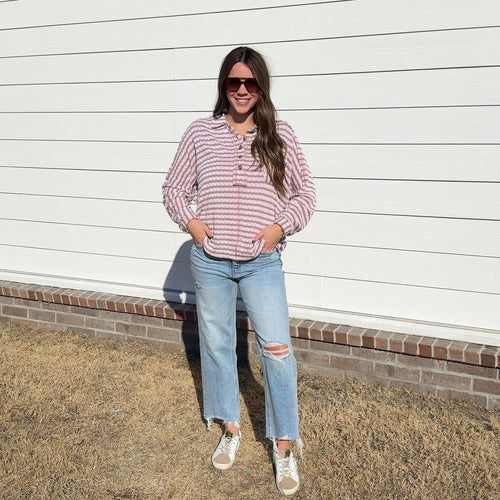 Ella Striped Top - Mauve