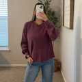 Basic Waffle Henley - DK Cherry
