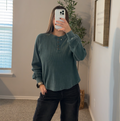 Basic Waffle Henley - Teal