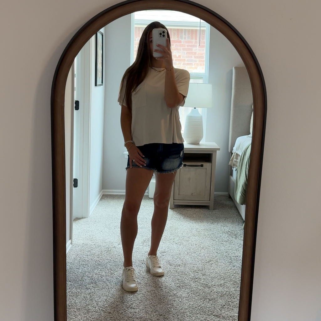 Droopy Pocket Tee - Sand Beige